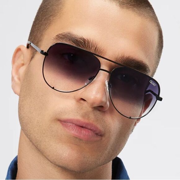 NWT Quay High mini 126 Black/smoked lenses Aviator Sunglasses - Picture 4 of 12